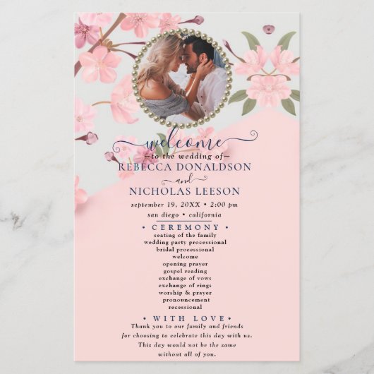 Rosy Chic Photo Custom Wedding Program (Voorkant)