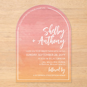 Rosy Dawn Arch Lijst bruiloft Acryl Uitnodigingen