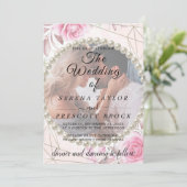 Rosy Elegant Vellum Overlay Faire-part de mariage (Debout devant)