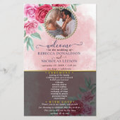 Rosy Floral Wedding Programme (Devant)