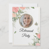Rosy Flowers Chic Retraite Party Invitation (Dos)