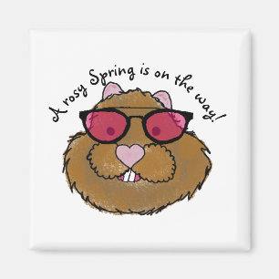 Rosy Glasses Optimistische Groundhog Magneet