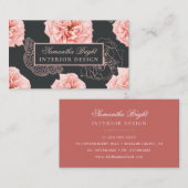 Rosy Moderne Carte de visite papillon floral (Devant / Derrière)