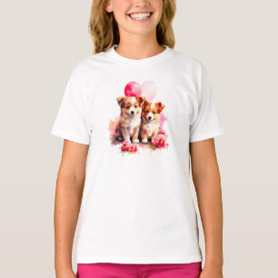 Rosy Puppy Liefde Waterverf T-shirt