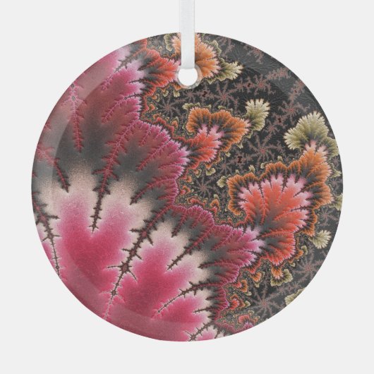 Rosy Velvety Soft Floral Kijk fractal Abstracte Ar Glas Ornament (Voorkant)