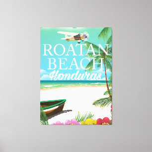 Rotan Beach Honduras vintage reisposter Canvas Afdruk