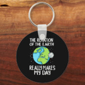 Rotation Of The Earth Makes My Day Funny Science  Sleutelhanger (Voorkant)
