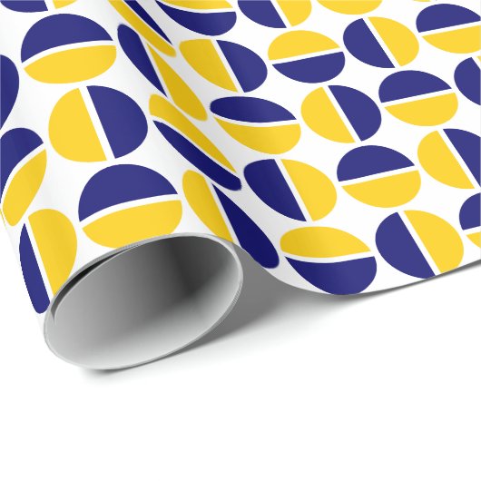 Roterende cirkels - Amberkleurig en Donkerblauw Cadeaupapier (Rol Hoek)