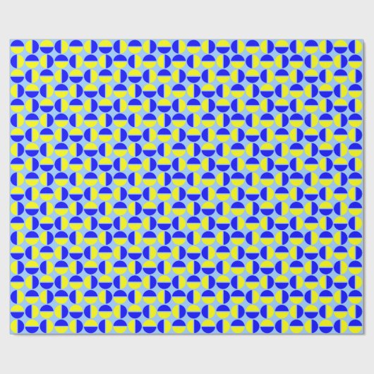 Roterende cirkels - Blauw en Geel op Licht Blauw Cadeaupapier (Vlak)