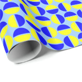 Roterende cirkels - Blauw en Geel op Licht Blauw Cadeaupapier (Rol Hoek)