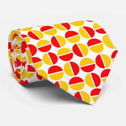 Roterende cirkels - Rood en Amber Stropdas (Opgerold)