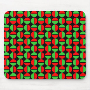 Roterende cirkels - rood en groen op zwart muismat