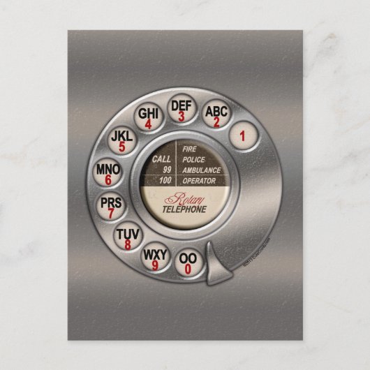 roterende telefoon briefkaart (Voorkant)