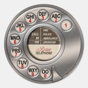 roterende telefoon ronde sticker
