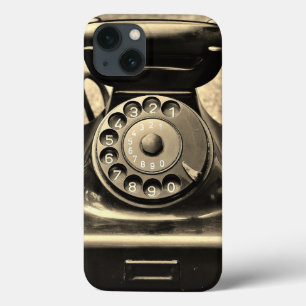  roterende telefoon zwart sepia foto iPhone 13 hoesje
