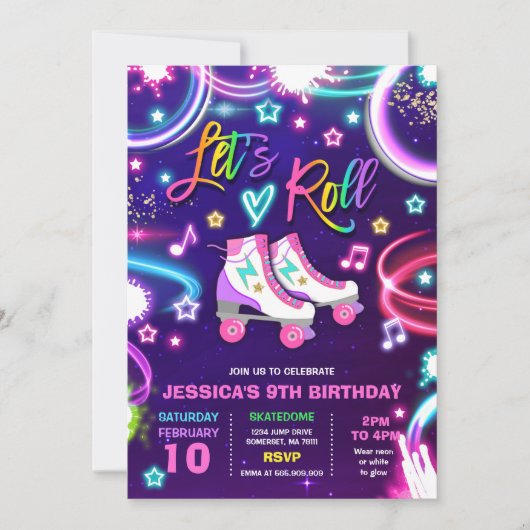 Roterende vogeldag Neon Glow Skating Kaart (Voorkant)