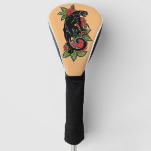 Roterende zwarte panther en opblaasbare rozen golf golfheadcover