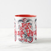 Rotes und schwarzes dekoratives Muster aus Blätter Mok (Midden)