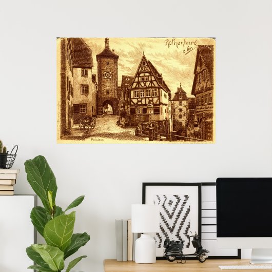 Rothenburg Duitsland 1907 Poster (Thuiskantoor)