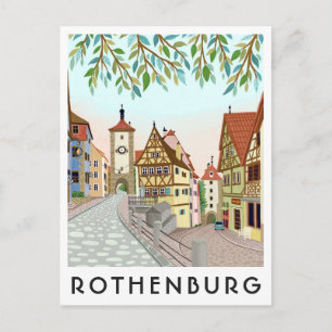 Rothenburg Duitsland Stad Gezicht Reis Illustratie Briefkaart