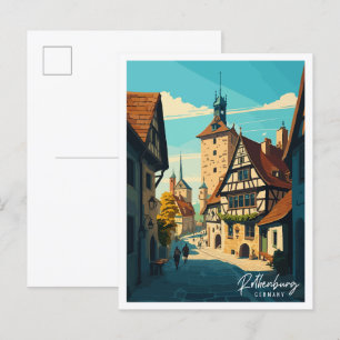 Rothenburg Duitsland vintage reisillustratie Briefkaart