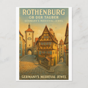 Rothenburg ob der Tauber, Duitsland Retro Reizen Briefkaart