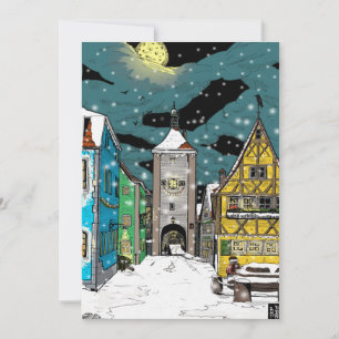 Rothenburg ob der Tauber Germany met Kerstmis Feestdagenkaart