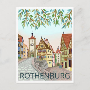 Rothenburg Town Uitzicht Reisillustratie Briefkaart