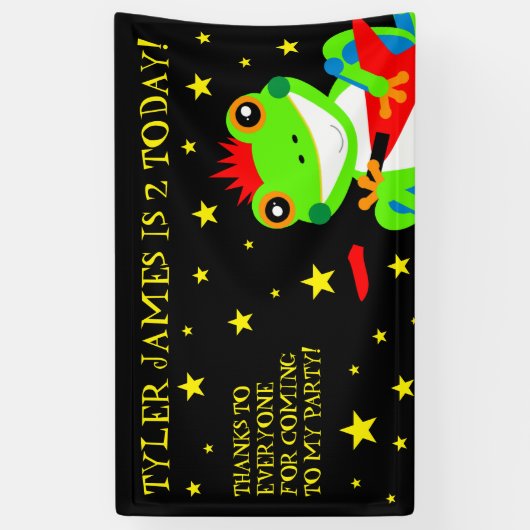 Rotkin' Birthday Tree Kikker met Red Guitar Spandoek (Verticaal)