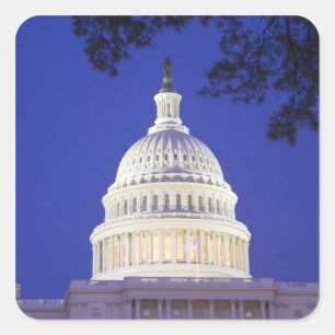 Rotonde van het Capitool 's nachts, Washington Vierkante Sticker