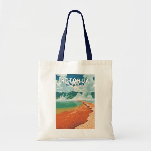 Rotorua Nieuw-Zeeland Illustratie Reizen Art Retro Tote Bag (Voorkant)