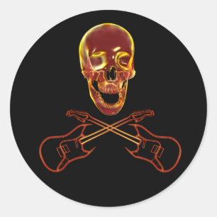 Rots en Roll Skull Ronde Sticker