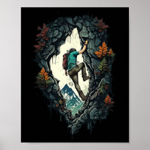 Rots klimmen berg Binnen buiten Bouldering R Poster
