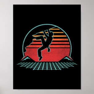 Rots klimmen Retro Vintage Boulderen 80s Stijl G Poster