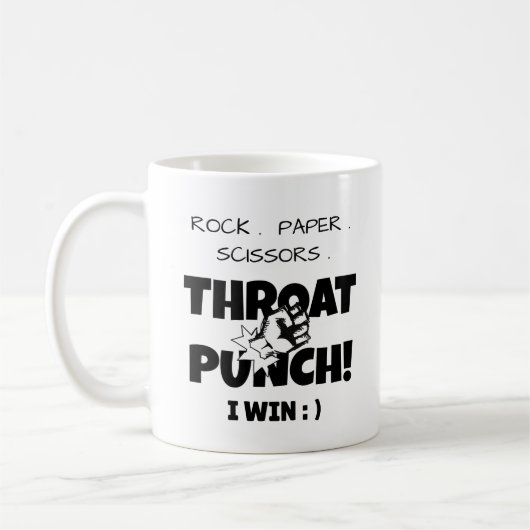rots. papier. schaar keel punch ik win koffiemok (Links)