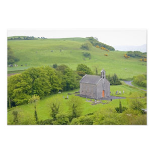 Rots van Dunamase, Ierland. Uitzichten op en rondo Foto Afdruk