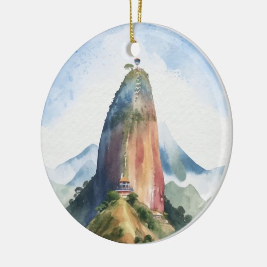 Rots van Guatape El Penon Colombia Waterverf Keramisch Ornament (Links)