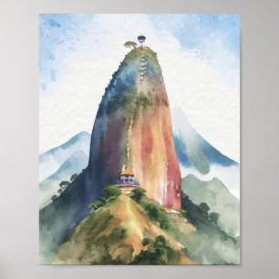 Rots van Guatape El Penon Colombia Waterverf Poster