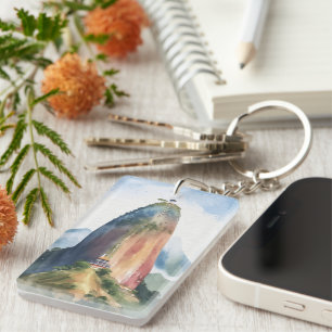 Rots van Guatape El Penon Colombia Waterverf Sleutelhanger