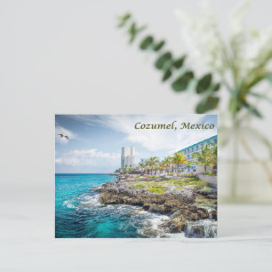 Rotsachtige kust van Cozumel, Mexico Briefkaart