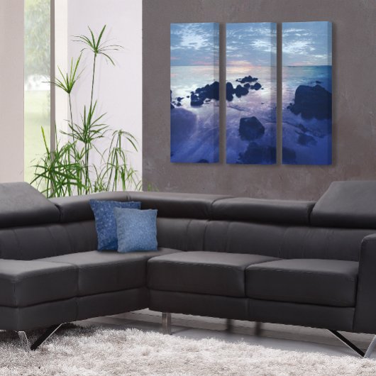 Rotsen in de oceaan 3-delig canvas afdruk