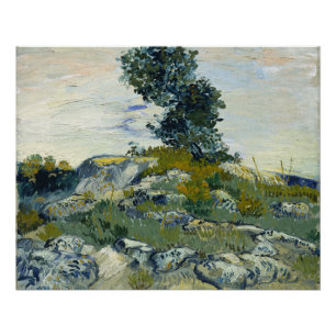 Rotsen met Eikenboom, Van Gogh Olie Schilderij Perfect Poster