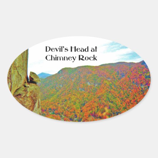 Rotsformatie Devil's Head boven Chimney Rock Ovale Sticker (Voorkant)