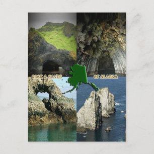 Rotsformaties en grotten in Alaska collage Briefkaart