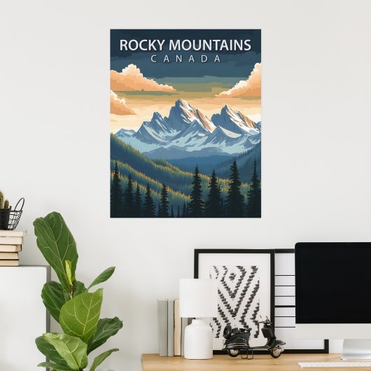 Rotsgebergte – Oude Reisposter van Canada Poster (Thuiskantoor)