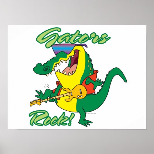 rotsgesteente n roll alligator cartoon poster (Voorkant)