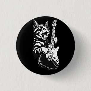 Rotskat die elektrische gitaar speelt Leuke muzi Ronde Button 3,2 Cm