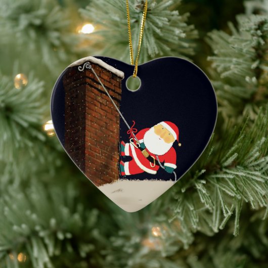 Rotsklimmen met kerstcadeau keramisch ornament (Boom)