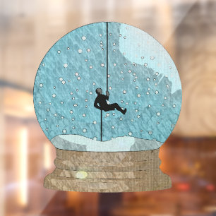 Rotsklimmer touw afweren sneeuw wereldbol uniek raamsticker