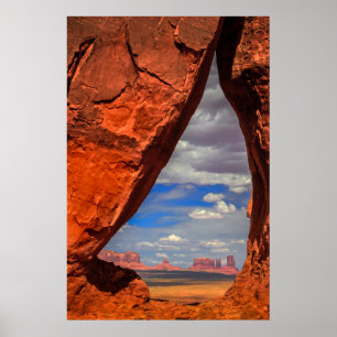 Rotsvenster naar Monument Valley, AZ Poster